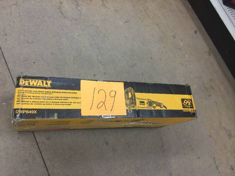 lot 129 image: Dewalt 12 Amp 7 in.9 in. Variable Speed Polisher with Soft Startnot used