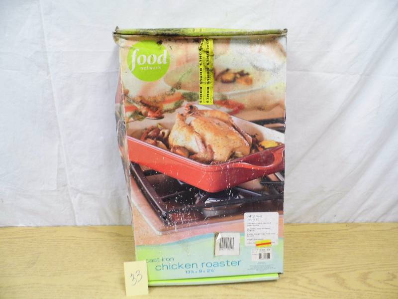 lot 33 image: Cast Iron Chicken Roaster