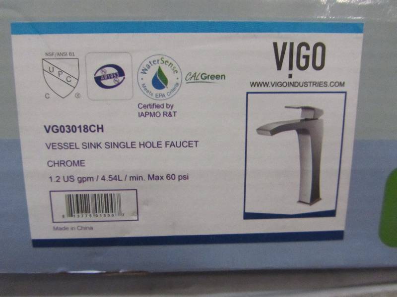 lot 22 image: VIGO Blackstonian Single Hole Single-Handle Vessel Bathroom Faucet in Chrome