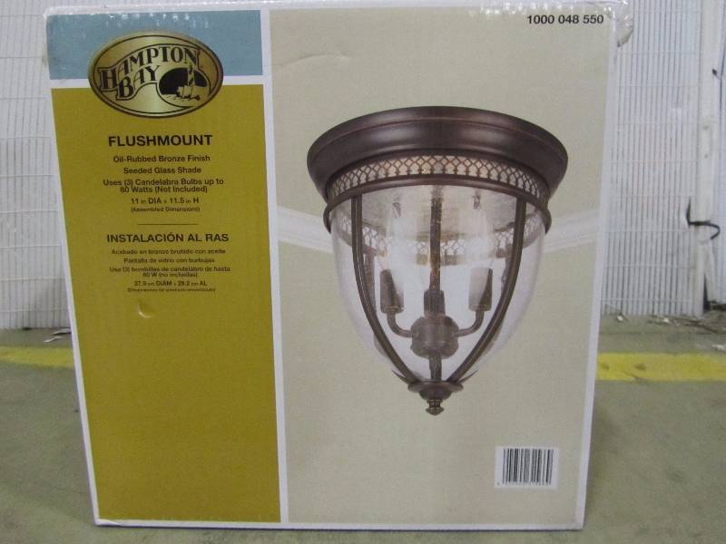 lot 32 image: Hampton Bay 3-Light Oil Rubbed Bronze Flushmount