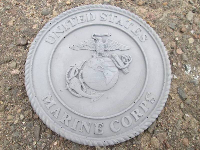 Small United State Marine Corps Concrete Paver  Yard Art  Wall Hanging