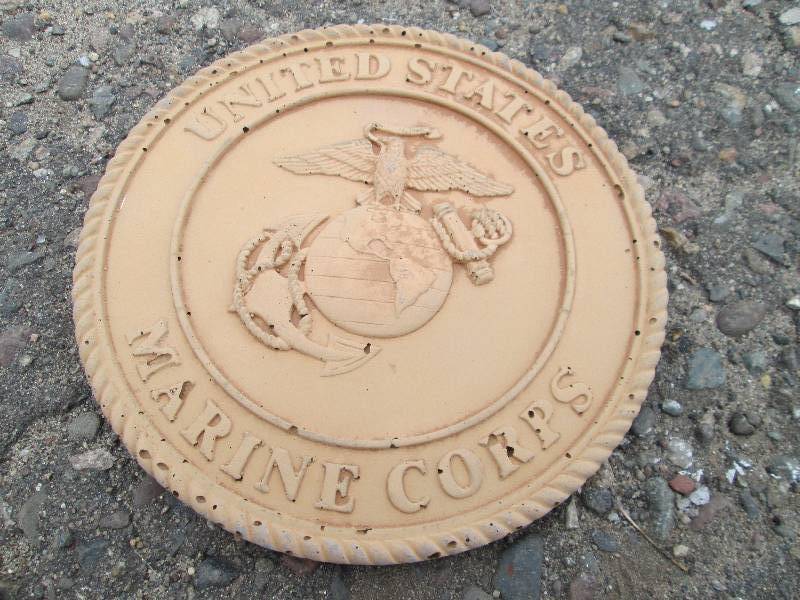 Small United State Marine Corps Concrete Paver  Yard Art  Wall Hanging