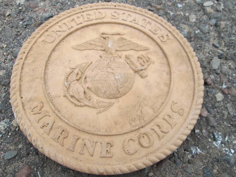 Small United State Marine Corps Concrete Paver  Yard Art  Wall Hanging