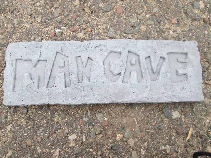 Man Cave Concrete Paver  Yard Art  Wall Hanging
