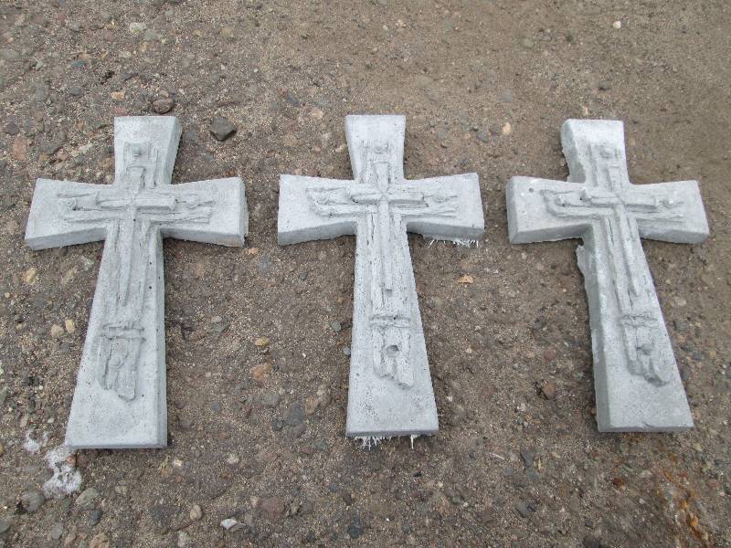 Set Of (3) Cross & Nails Concrete Paver  Yard Art  Wall Hanging