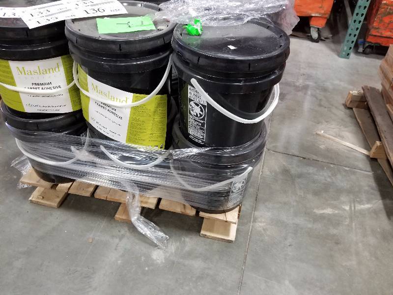 lot 135 image: Lot of (4) 4-Gallon Masland Premium Carpet Adhesive