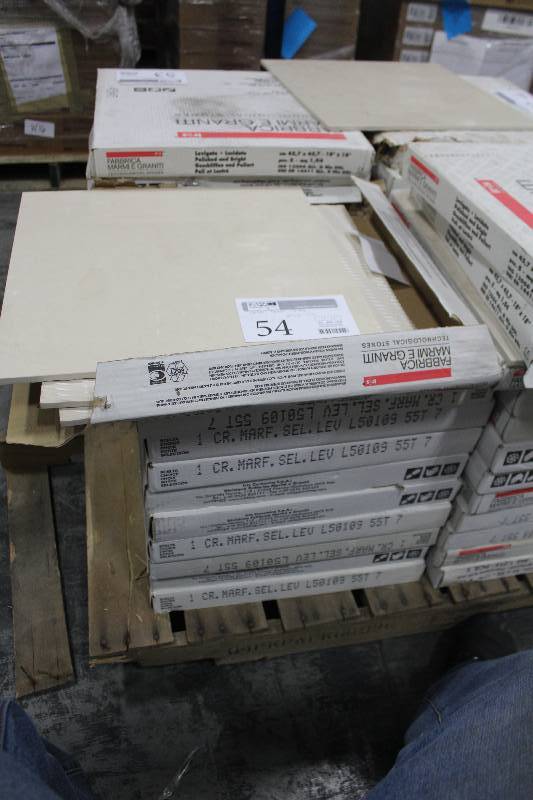 lot 54 image: Corner Pallet Lot of (9) Boxes of Italian 18x18in. Tile