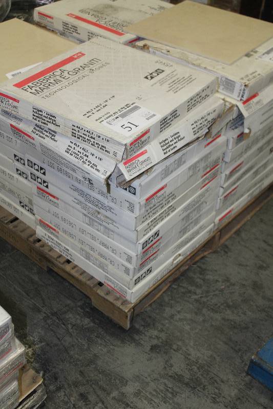lot 51 image: Corner Pallet Lot of (12) Boxes of Italian 18x18in. Tile