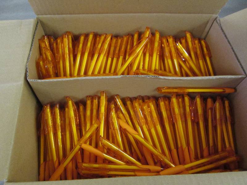 Case of Orange Grip Pens with Blue ...
