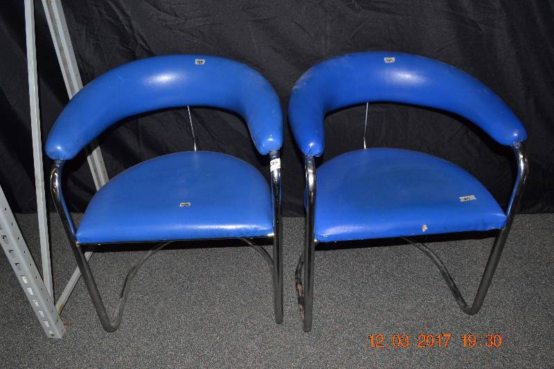 lot 15 image: 2 Blue Chrome and Vinyl Chairs