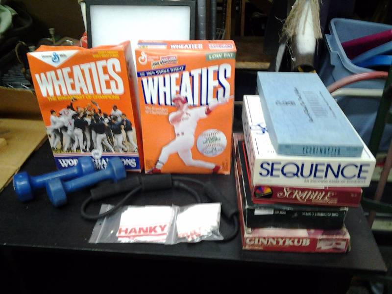 lot 50 image: Scrabble, Other Games, Dumbbells, Minnesota Twins Collectibles