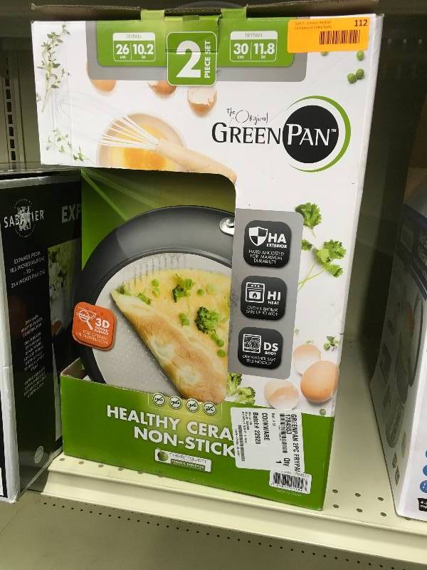 lot 112 image: GREENPAN 2PC FRYPAN SET