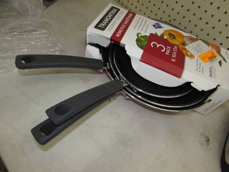 lot 122 image: TRAMONTINA 3PC SAUTE PAN