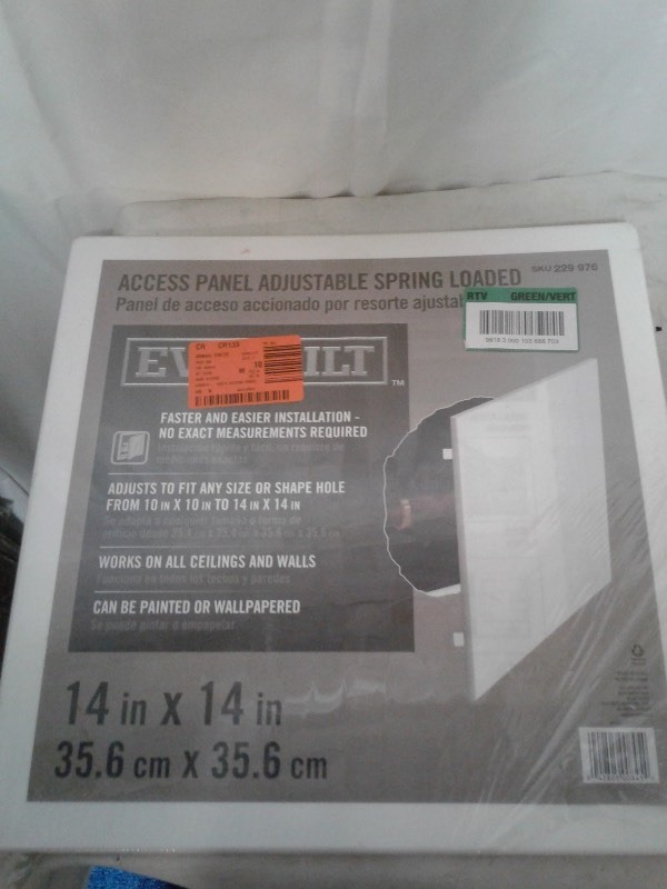 Everbilt White 88 Adjustable Spring Loaded Access Panel.   Everbilt White 1414 Adjustable Spring Loaded Access Panel.