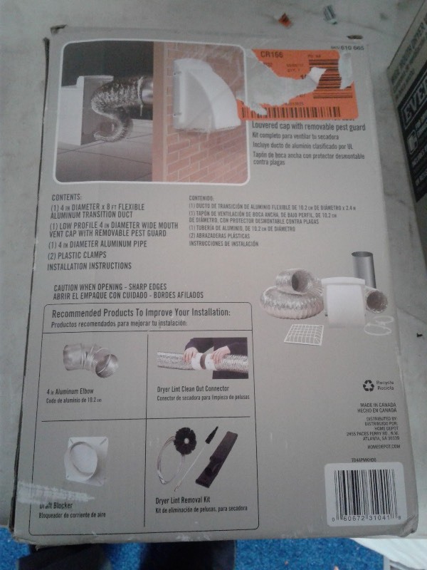 Everbilt 4 wide mouth white vent hood- 4 aluminum pipe, white vent hood with removable pest guard.