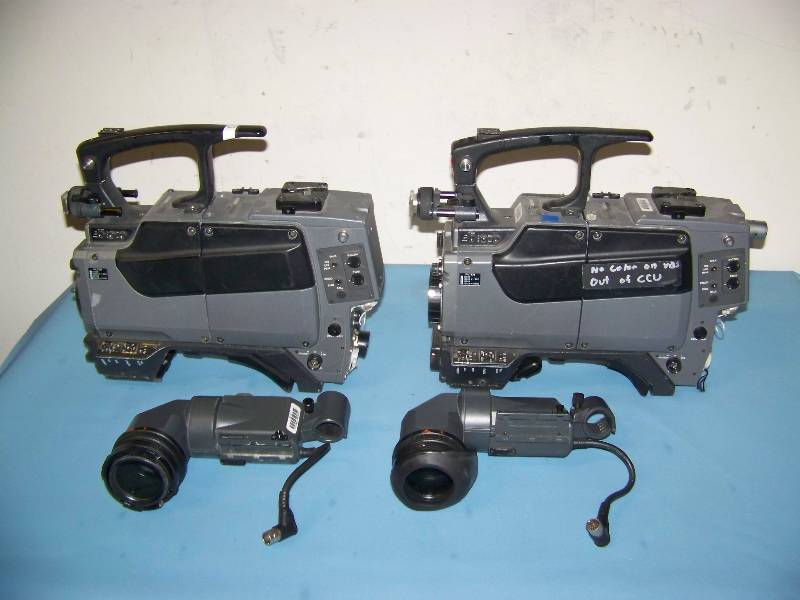 lot 48 image: (2) Sony, Color Video Cameras and Viewfinders with (1) Tripod Plate in a Shok-Stop, Hard Sided Travel Case