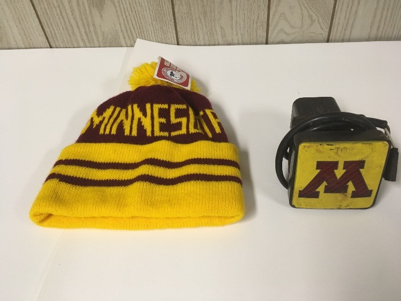 lot 12 image: MN Gophers Hat & Trailer Hitch Cover that Lights