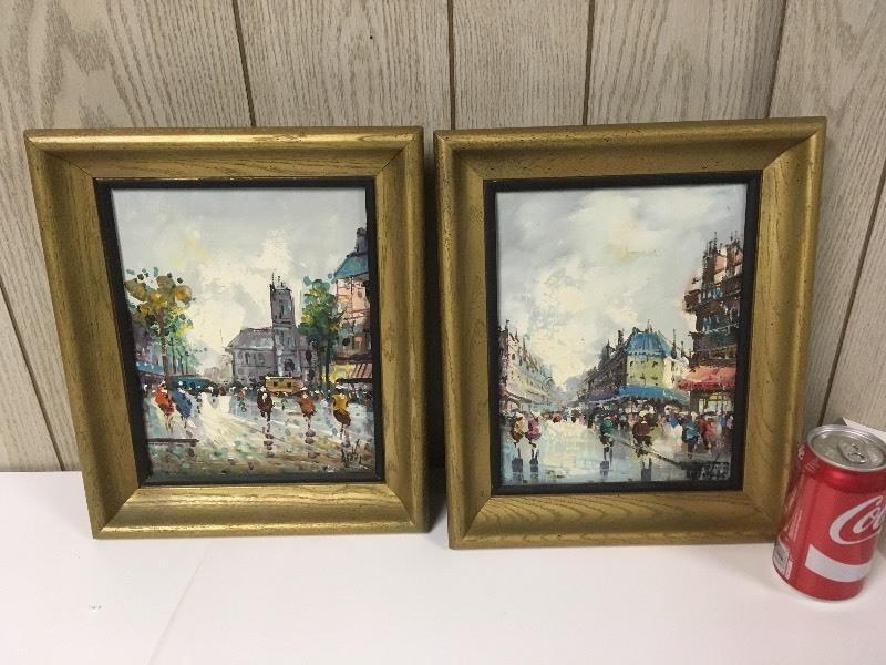 lot 39 image: City Scene Framed Paintings