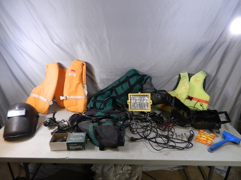 lot 56 image: Fishing, Life Jackets, Shop Supplies, More