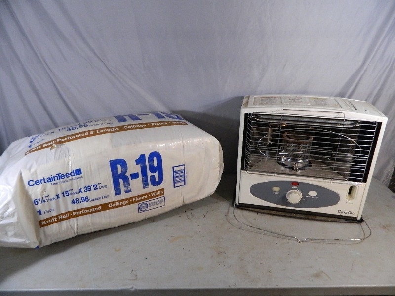 lot 112 image: Dyna Glo Portable Radiant Kerosene Heater and R-19 Insulation