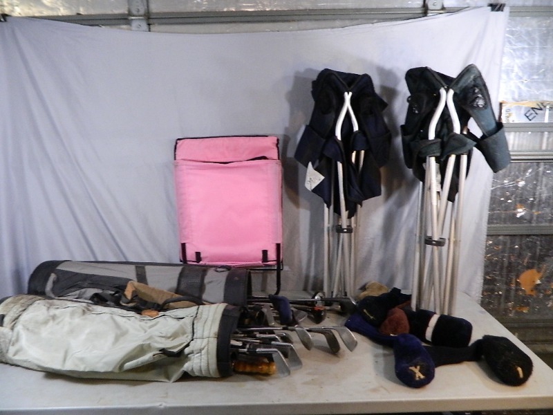 lot 114 image: Golf Clubs, Lawn Chairs, Etc