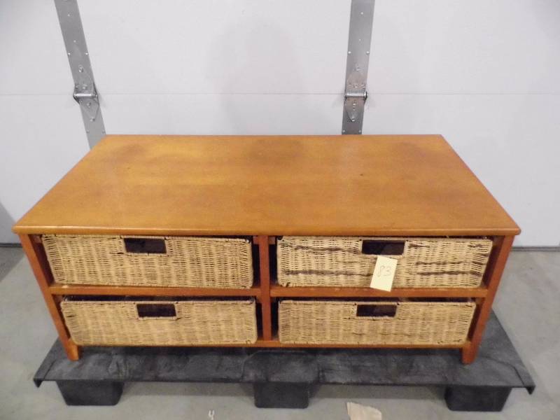 lot 83 image: Coffee Table w Basket Organizer Drawers