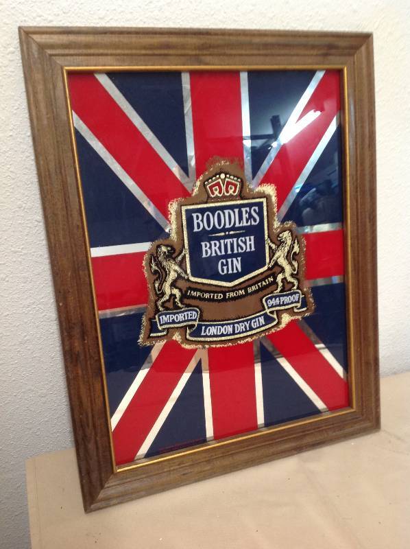 Vintage Boodles British Gin Framed Mirror