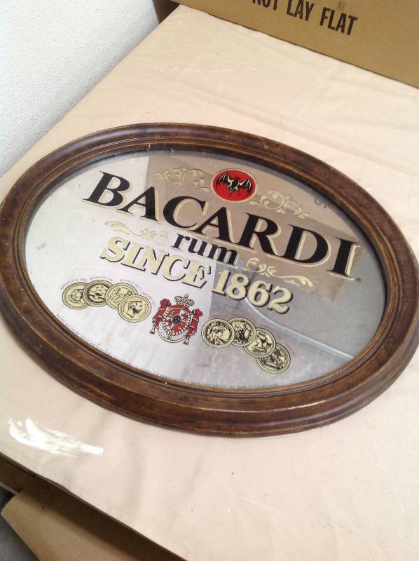 Vintage Bacardi Rum Mirror | December Man Cave & Bar Mirror #1 | K-BID