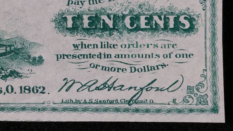 lot 5 image: 1862 Summit County Bank Civil War Note
