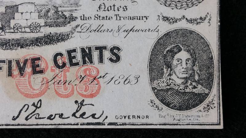 lot 6 image: 1863 Civil War State of Alabama Twenty Five Cent Note