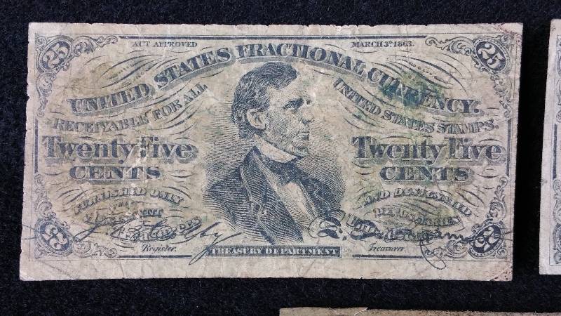 lot 10 image: (3) 1863 25 Cent Fractional Notes
