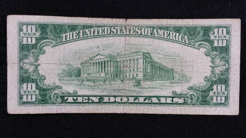 lot 18 image: 1953A $10 Blue Seal Silver Certificate