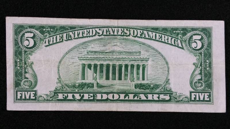 lot 19 image: 1934A $5 Blue Seal Silver Certificate