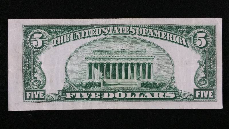 lot 20 image: 1928E $5 Red Seal Note