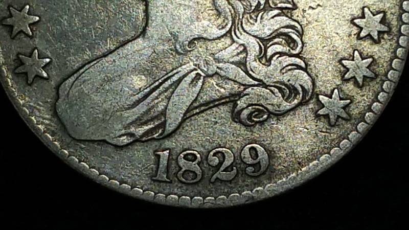 lot 67 image: 1829 Capped Bust Silver Half Dollar