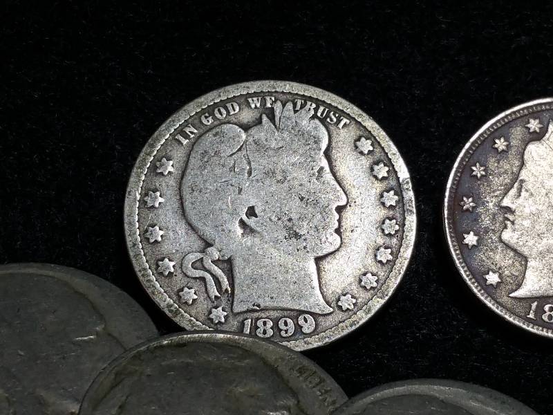 lot 79 image: Barber Quarter, Shield Nickel, V Nickels, Buffalo Nickels