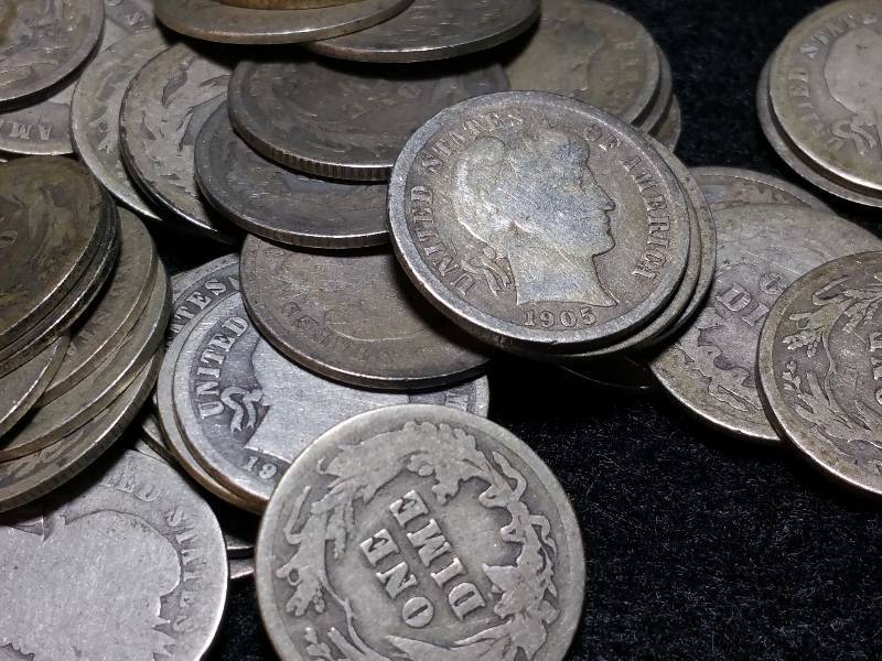 lot 81 image: (54) Barber Silver Dimes