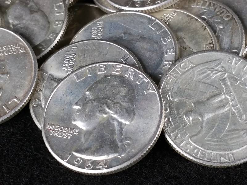 lot 93 image: (40) Roll of 1964 Silver Washington Quarters