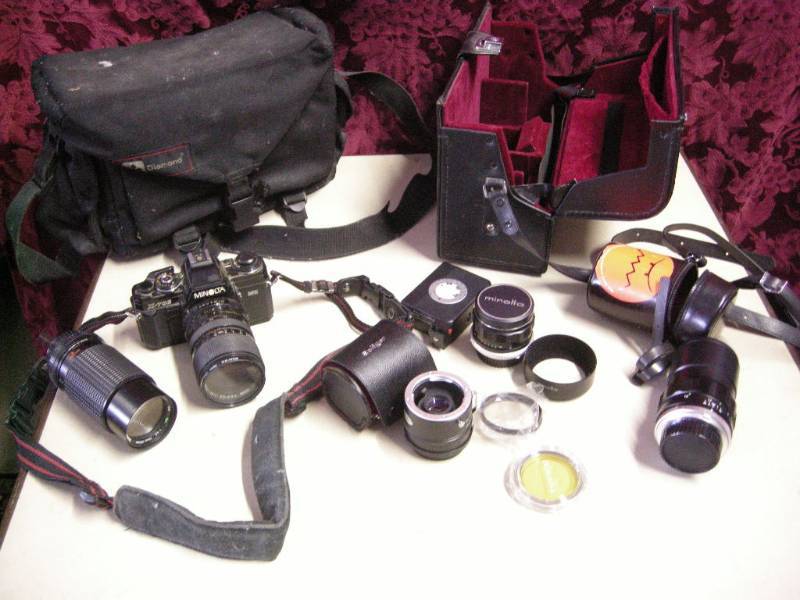 lot 47 image: Minolta Camera, Lenses, Bags