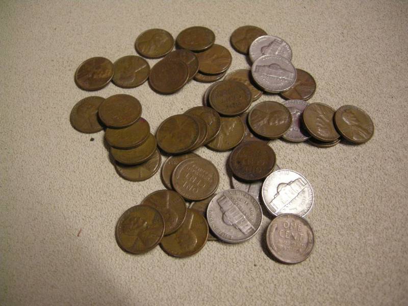 lot 54 image: Wheat Pennies, 30s - 50s Nickels