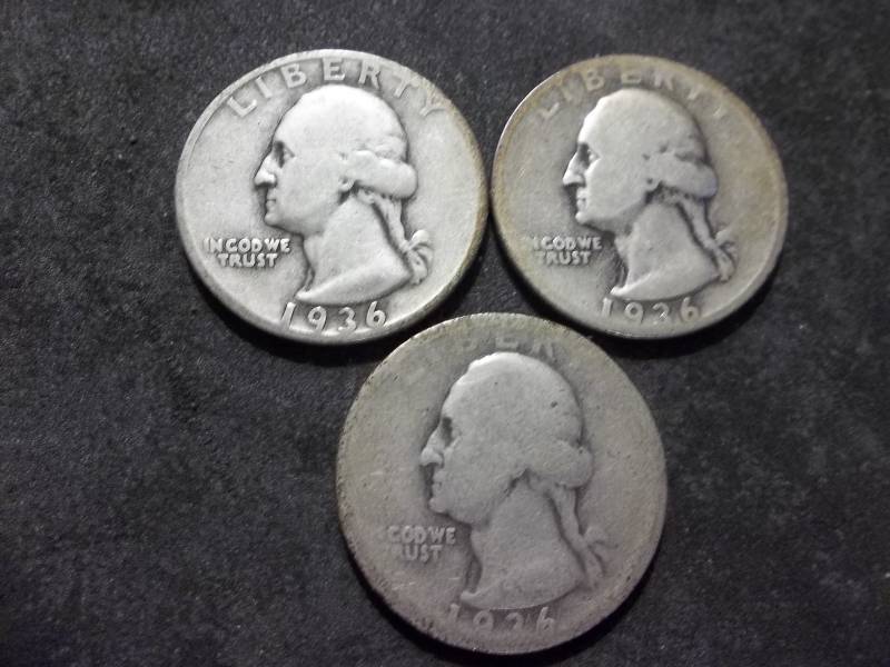 1936 Washington Quarters P,D,S