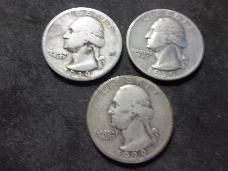 1939 Washington Quarters P,D,S