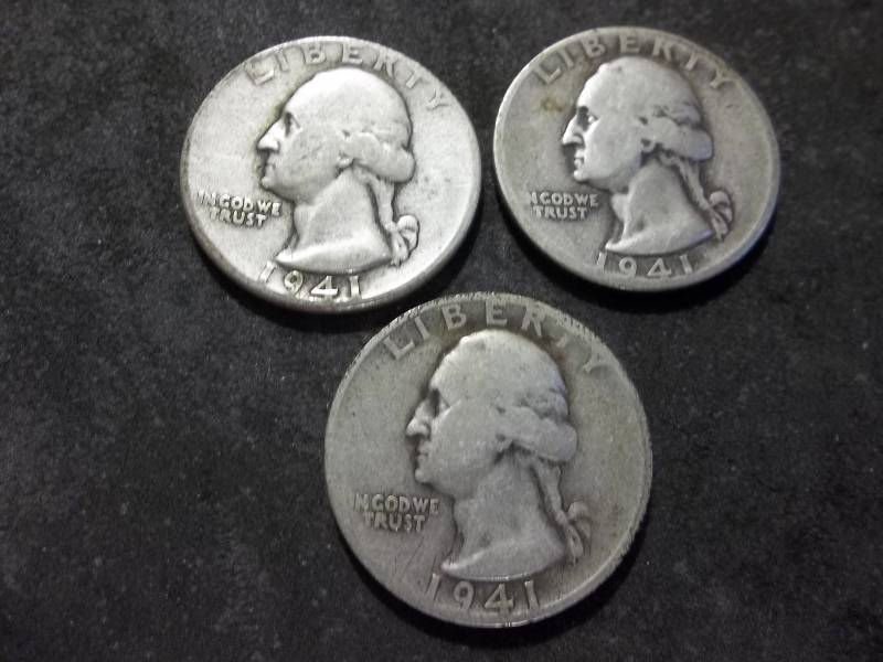 1941 Washington Quarters P,D,S