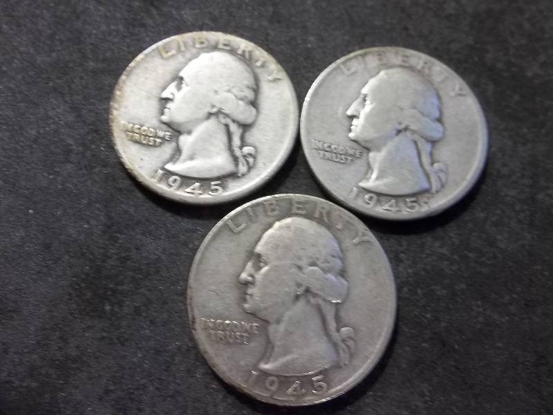 1945 Washington Quarters P,D,S