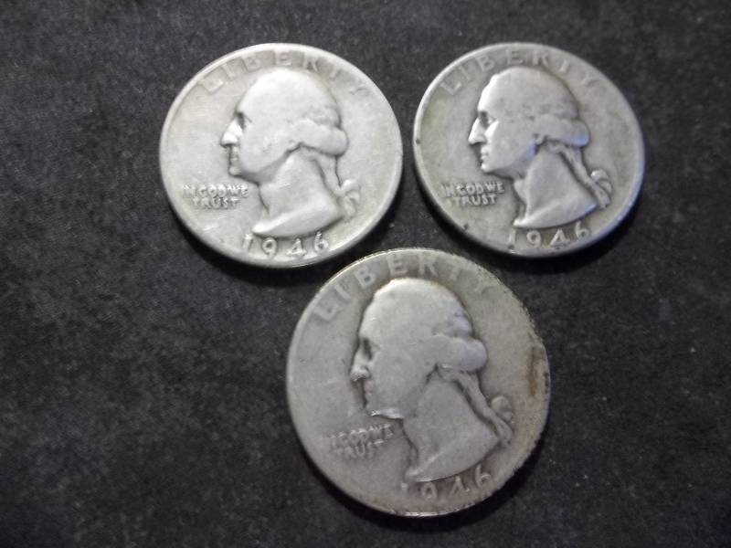 1946 Washington Quarters P,D,S