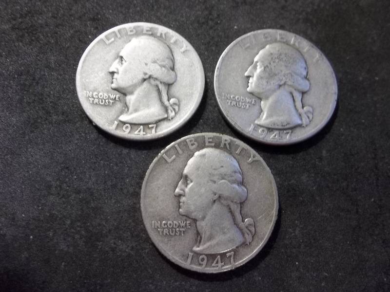 1947 Washington Quarters P,D,S