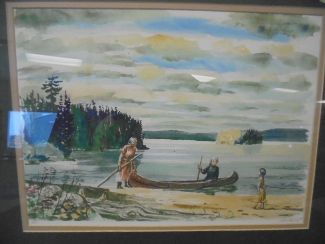 Native American children with Canoe Print by Gawboy