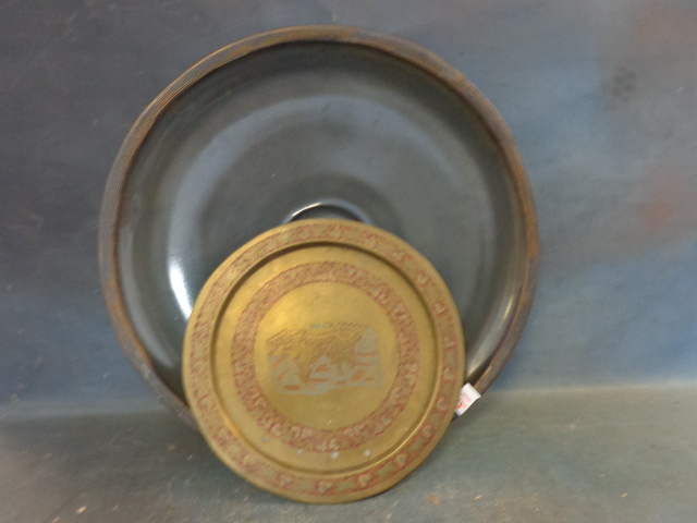 Stoneware Platter and Brass Plate