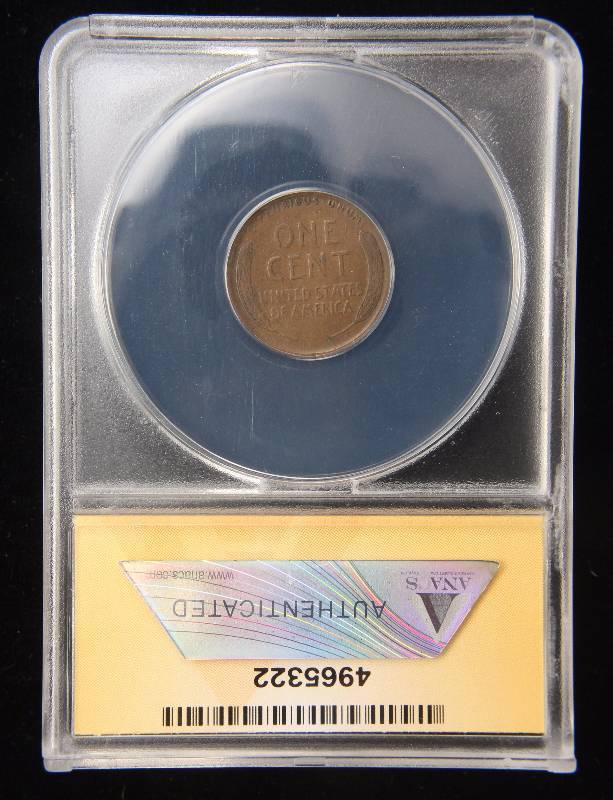 lot 04 image: 1910-S US WHEAT CENT VF20 ANACS BETTER DATE COIN