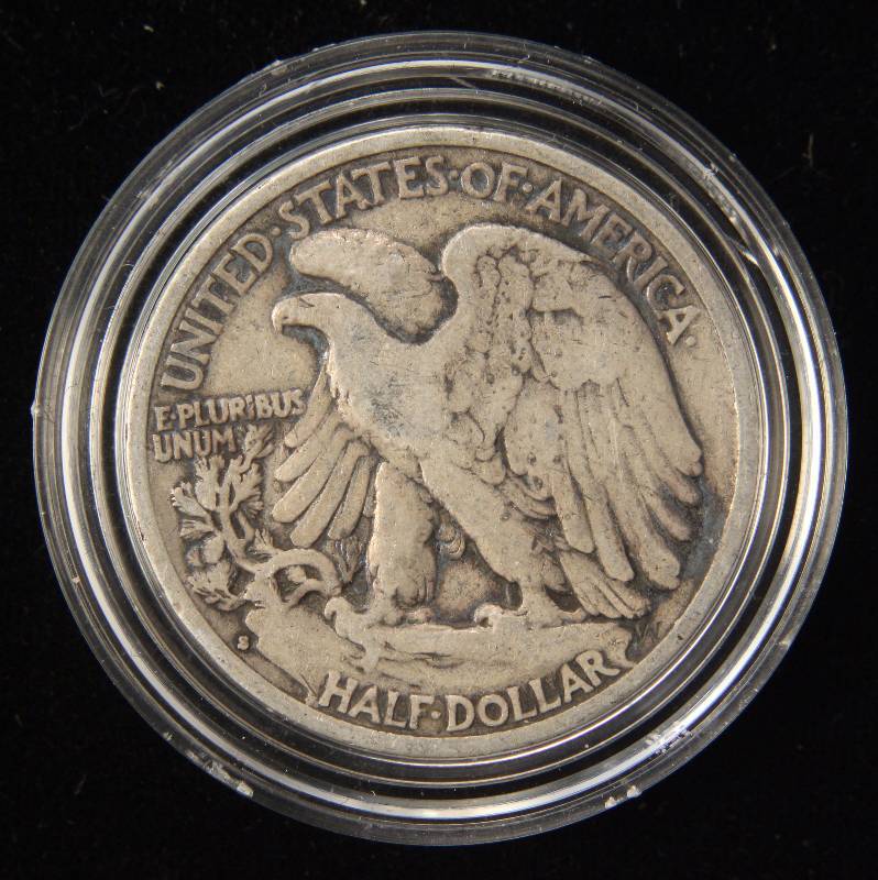 lot 22 image: 1933-S WALKING LIBERTY SILVER HALF DOLLAR IN AIRTITE
